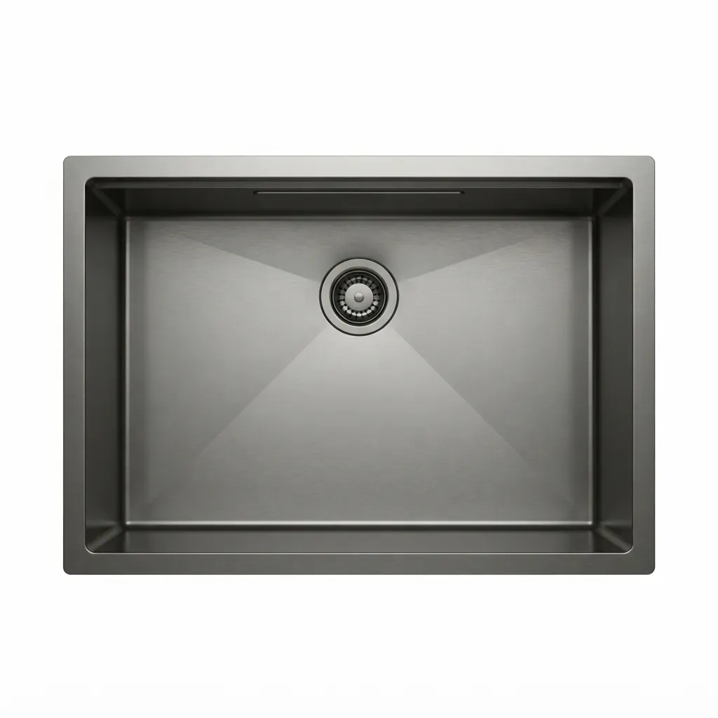 FREGADERO ACERO INOX 81X49X23 CMS  GUN METAL INDIVIDUAL