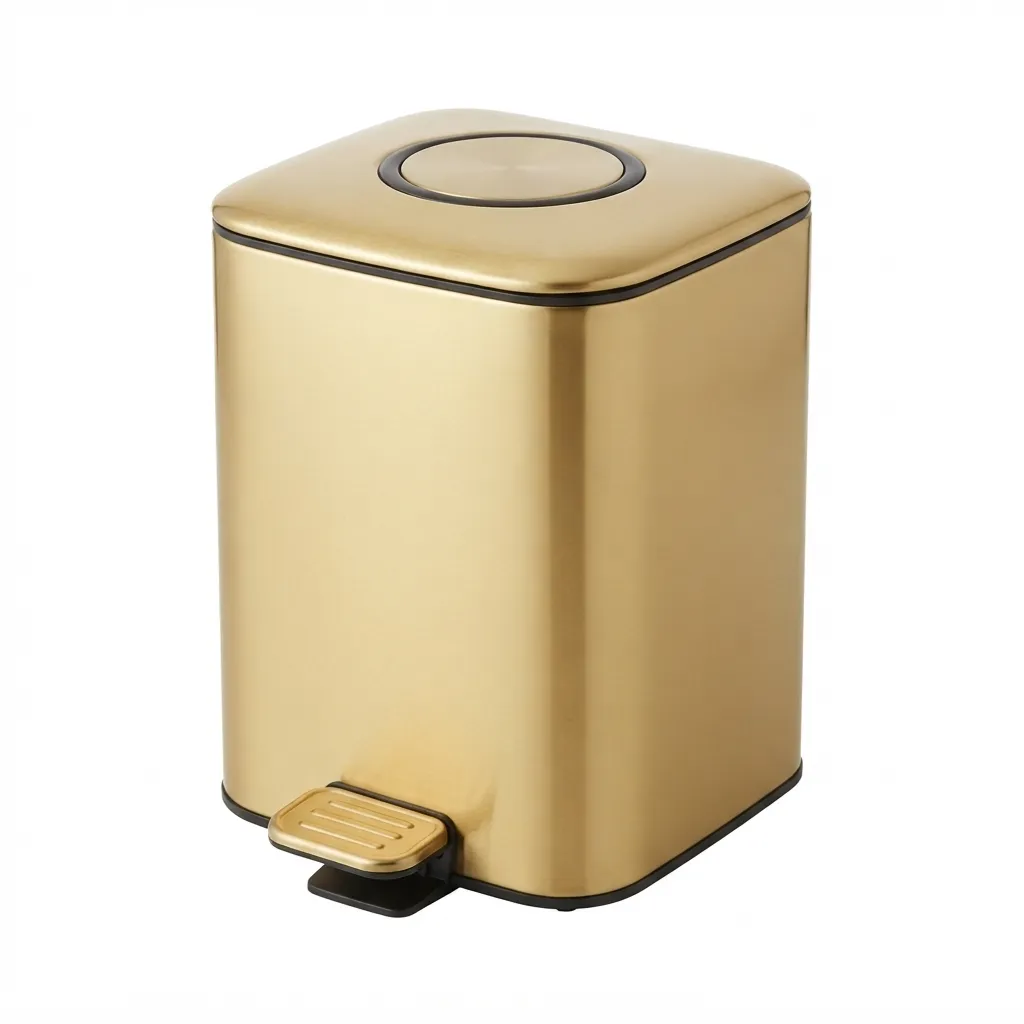 PAPELERA 9 LITROS DE ACERO INOXIDABLE 410 GOLD SATIN