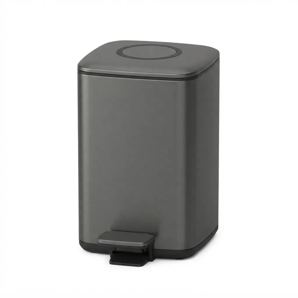 PAPELERA 9 LITROS DE ACERO INOXIDABLE 410 GUN METAL