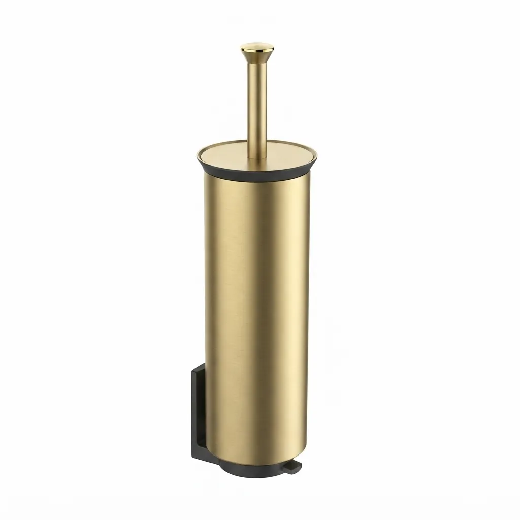 [ACCE-102] ESCOBILLERO DE PARED O SUELO ACERO INOXIDABLE  GOLD SATIN
